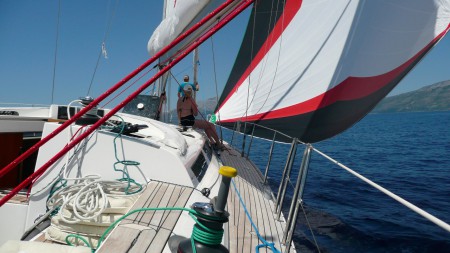 175 sqm Gennaker in light wind and boat speed at same as wind (6.0 knots)
